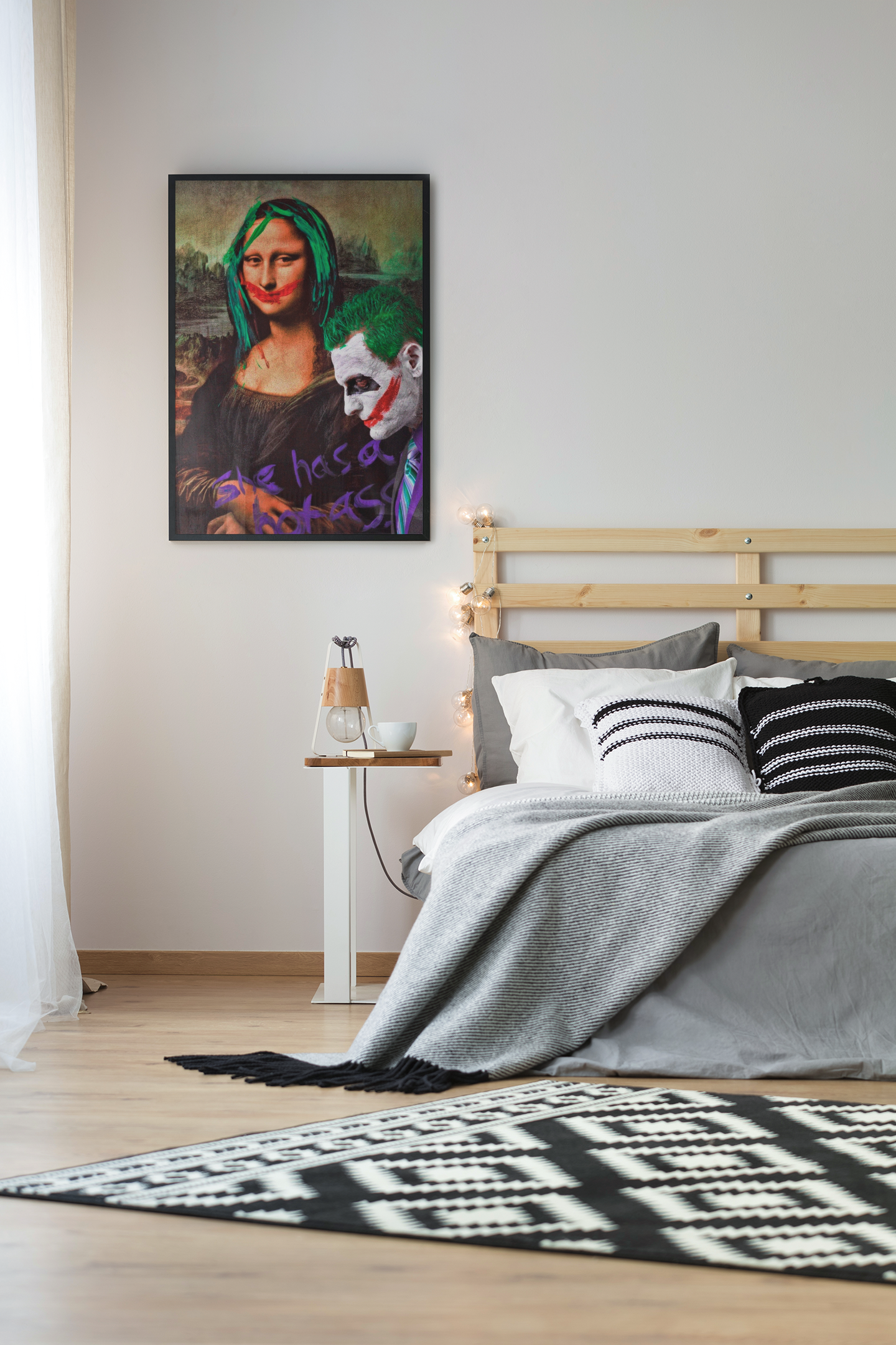 Joker Mona Lisa Pop Art Acrylic Wall Art A3 Black Frame
