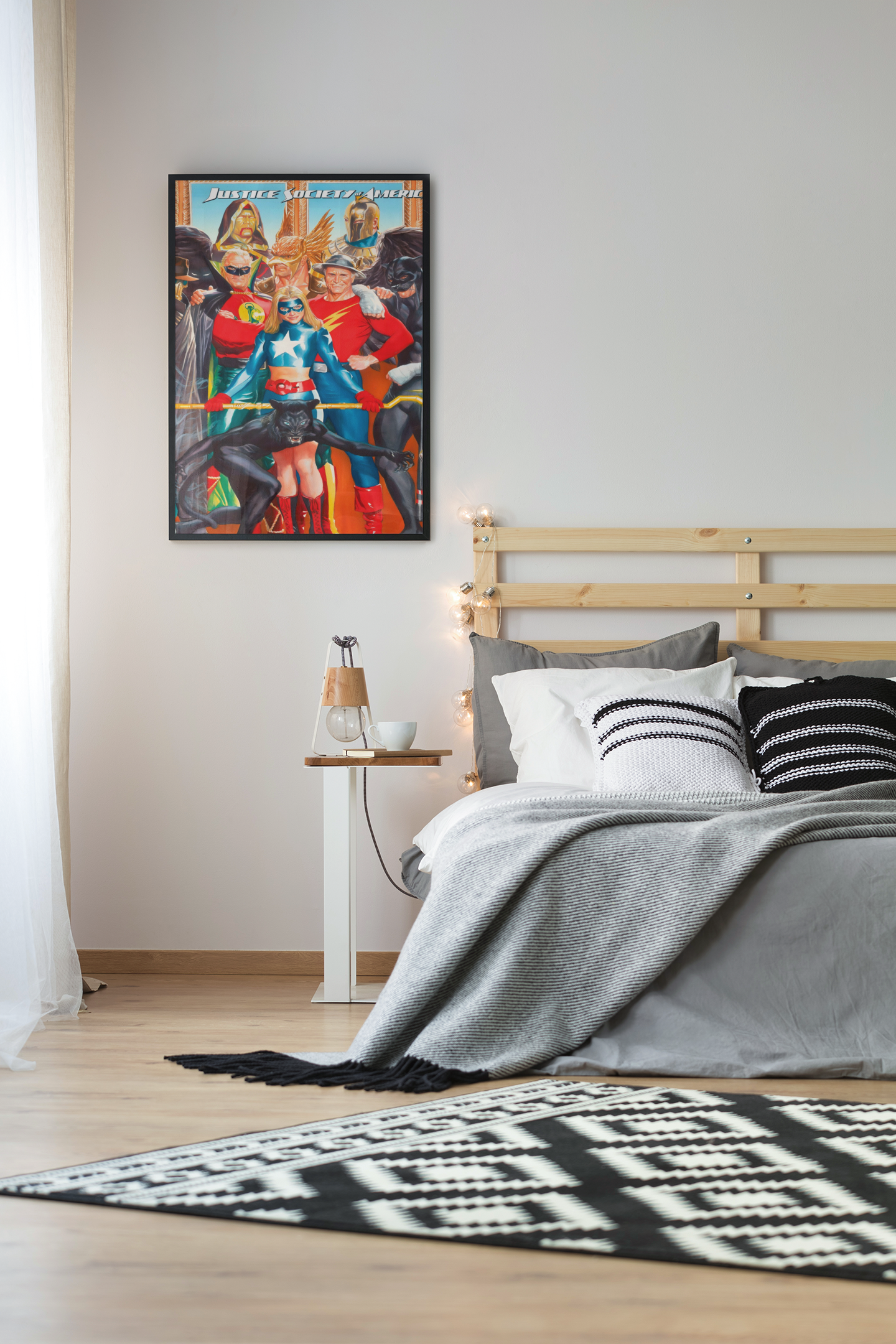 Justice Society Superhero Acrylic Wall Art A3 Black Frame