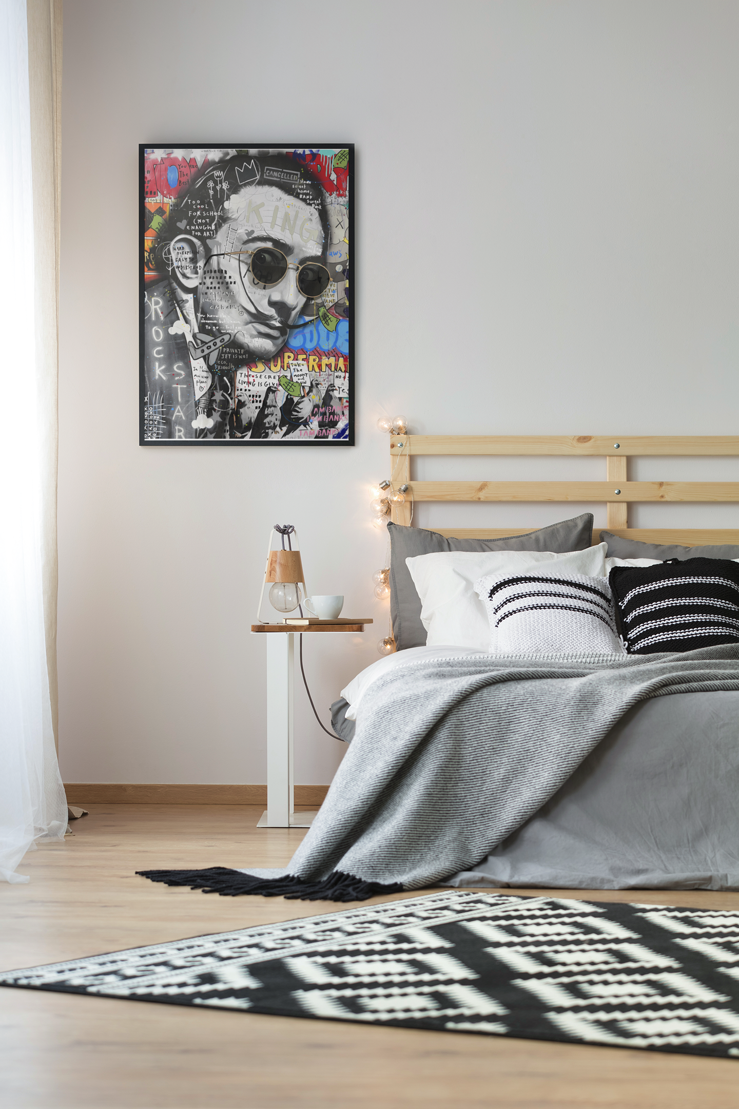 Surreal Portrait Pop Art Acrylic Wall Art A3 Black Frame