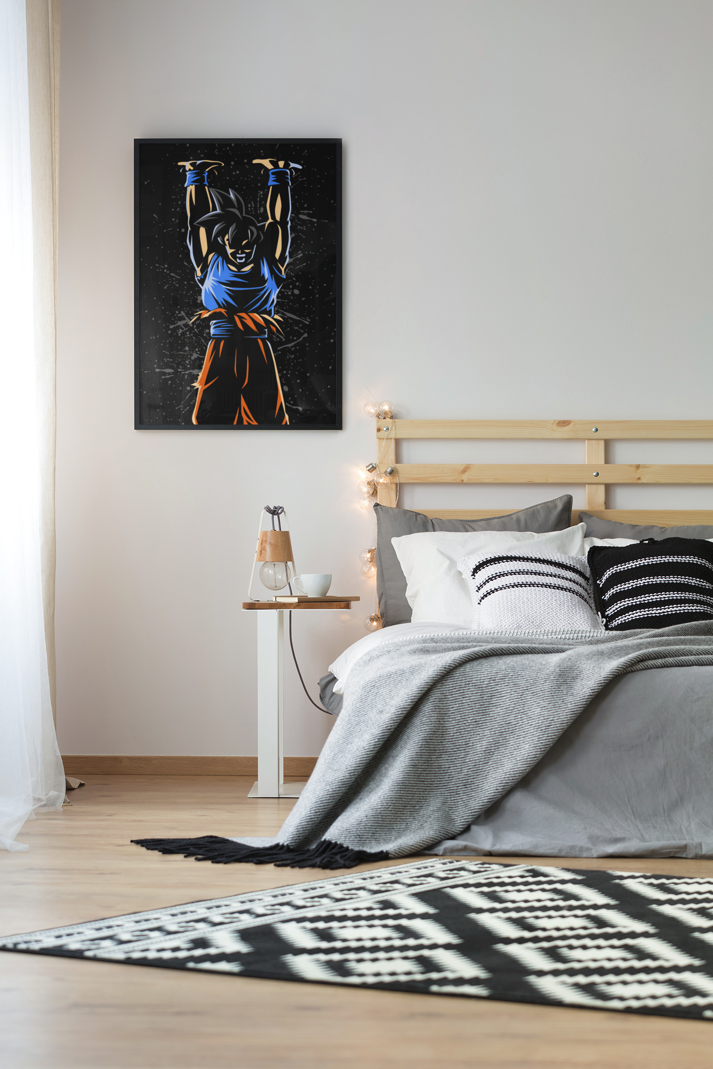 Goku Spirit Bomb Dragon Ball Anime Acrylic Wall Art A3 Black Frame