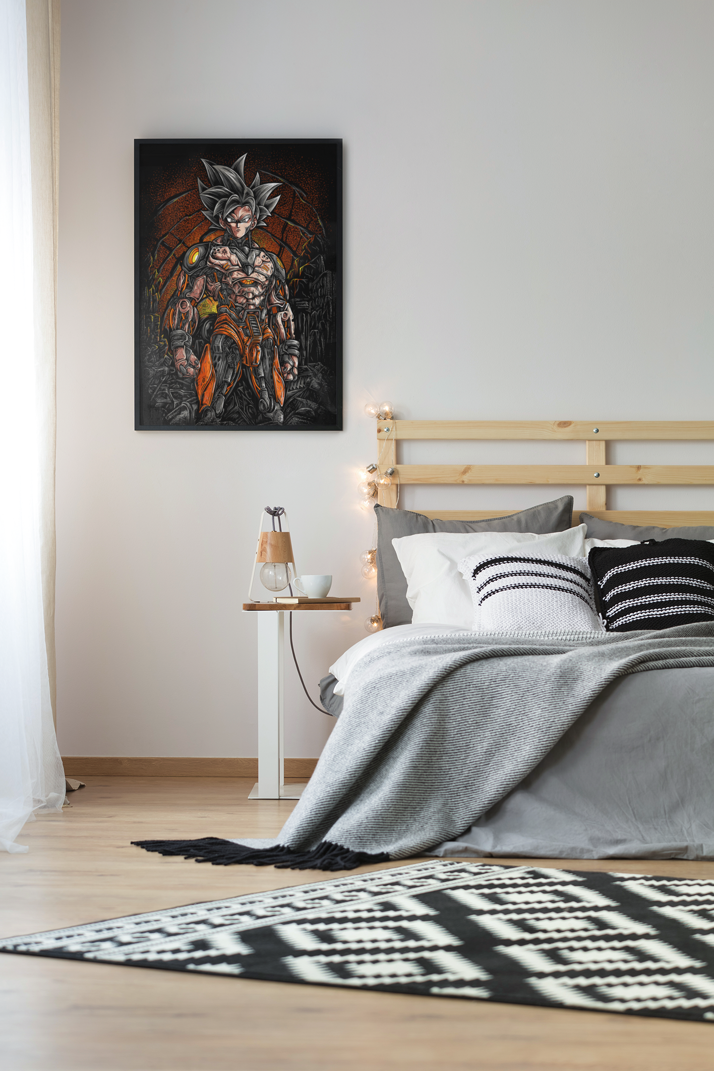 Cyberpunk Goku Dragon Ball Anime Acrylic Wall Art A3 Black Frame