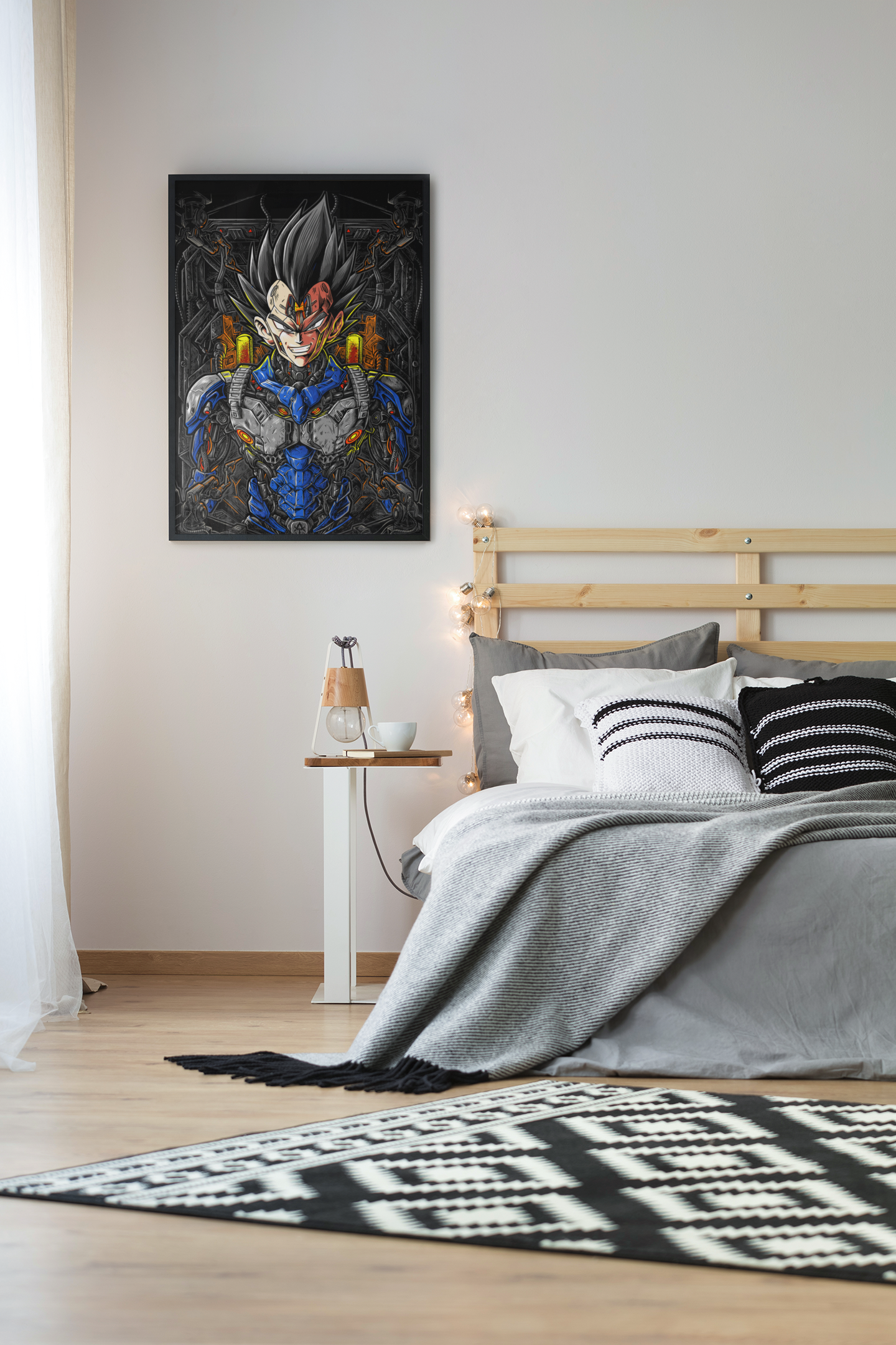 Cyberpunk Vegeta Dragon Ball Anime Acrylic Wall Art A3 Black Frame