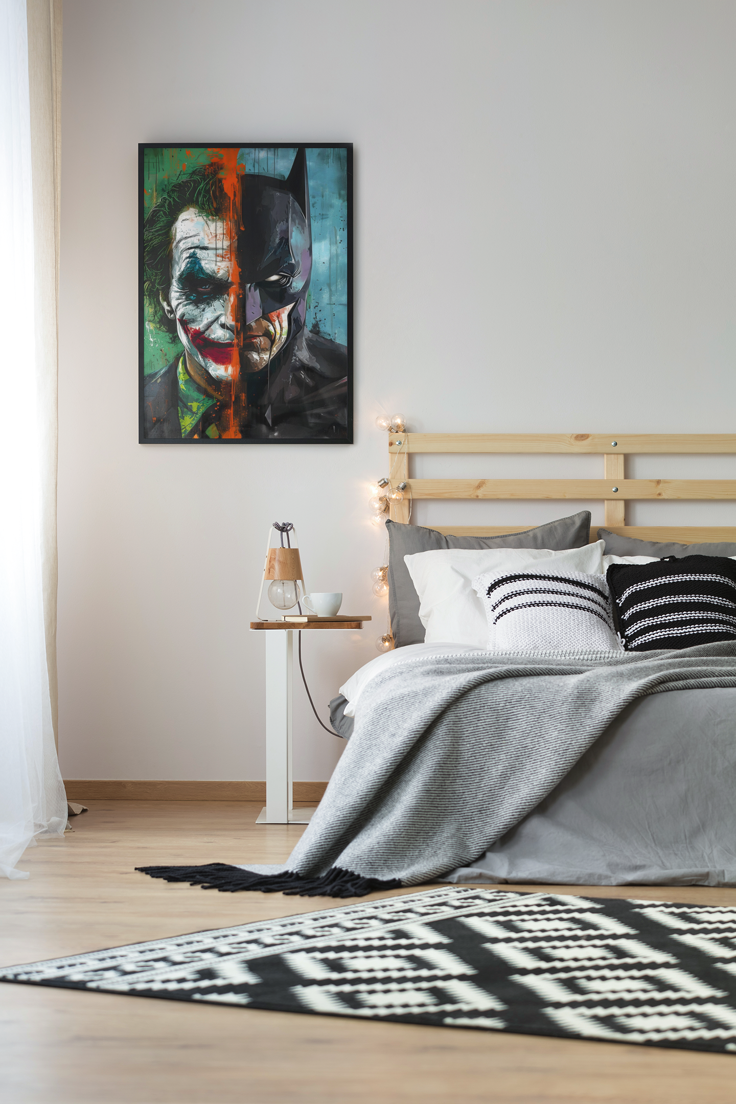 Batman Joker Split Face Acrylic Wall Art A3 Black Frame