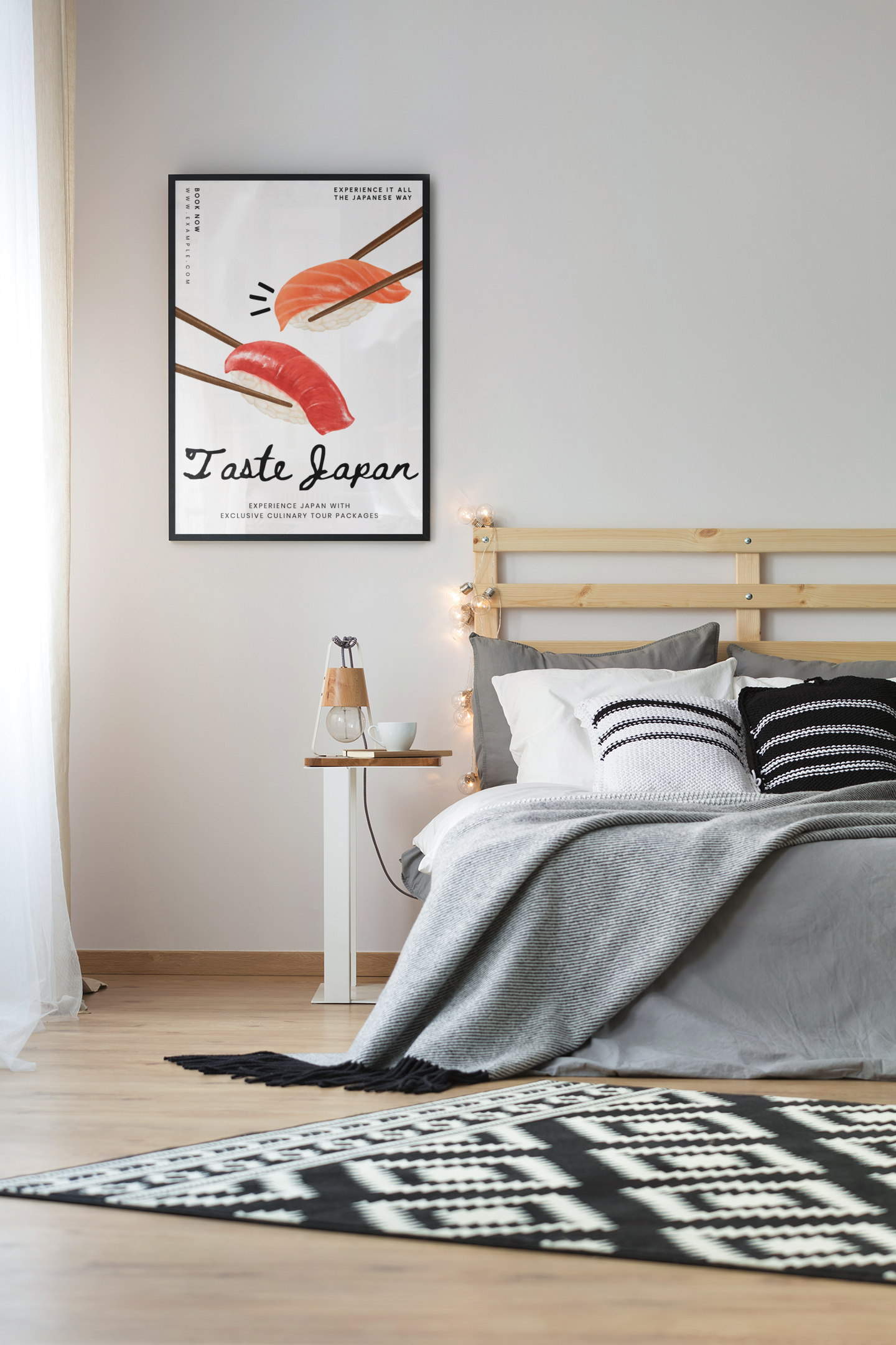 Sushi Japanese Food Poster Acrylic Wall Art A3 Black Frame