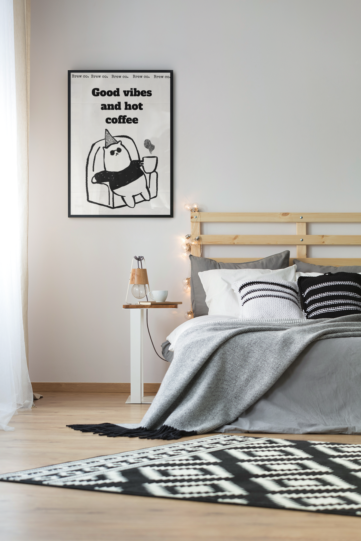 Coffee Quote Poster Cafe Wall Art A3 Black Frame