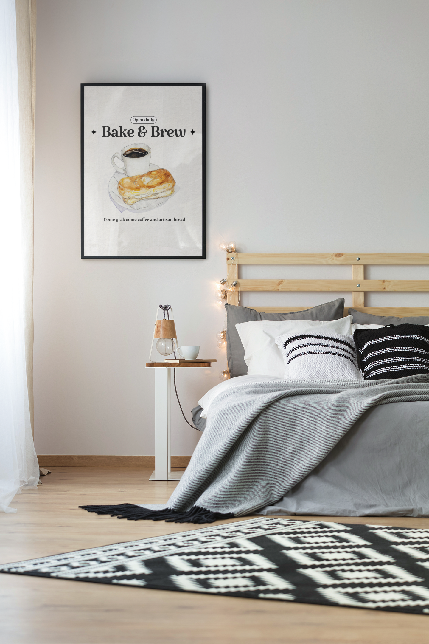 Bake and Brew Cafe Poster Coffee Bakery Wall Art