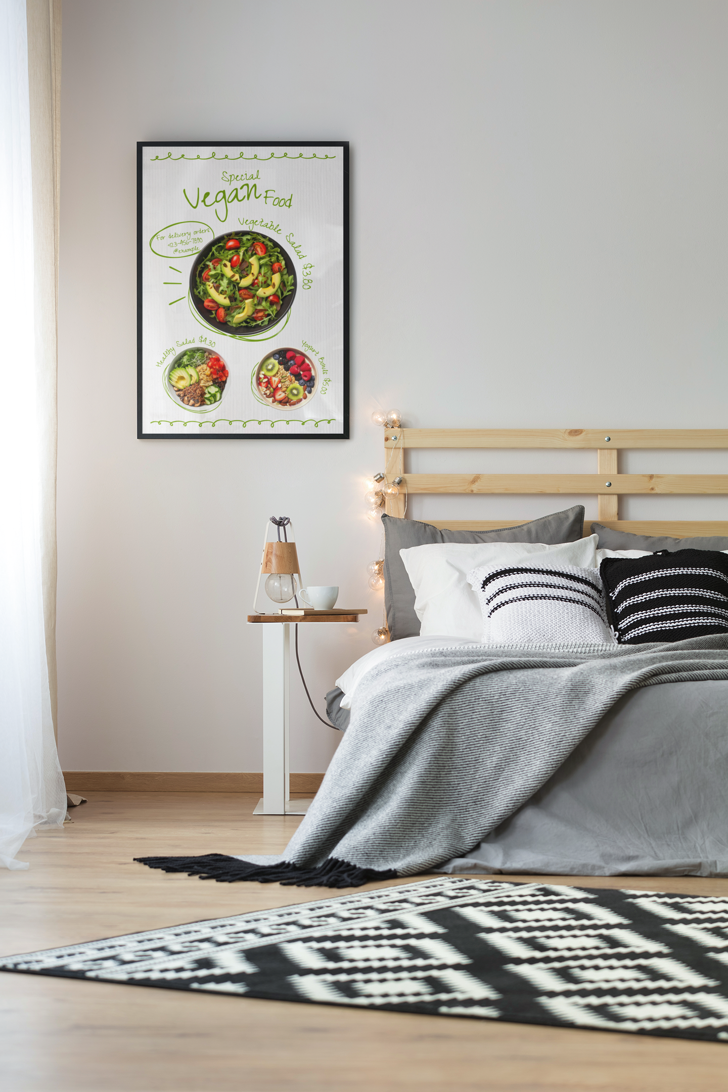 Vegan Food Poster Healthy Salad Restaurant Wall Art