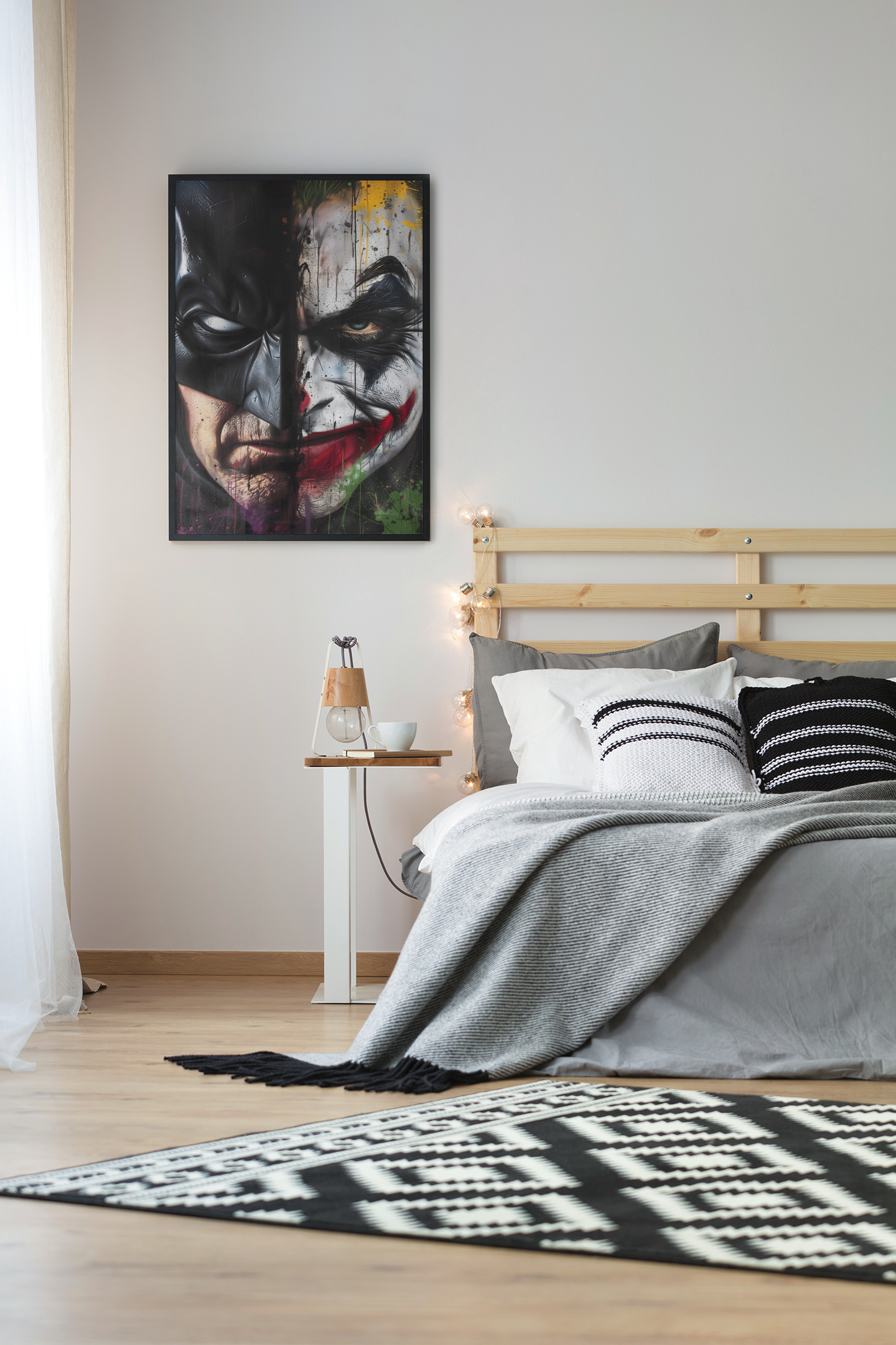 Batman Joker Face Off Acrylic Wall Art A3 Black Frame