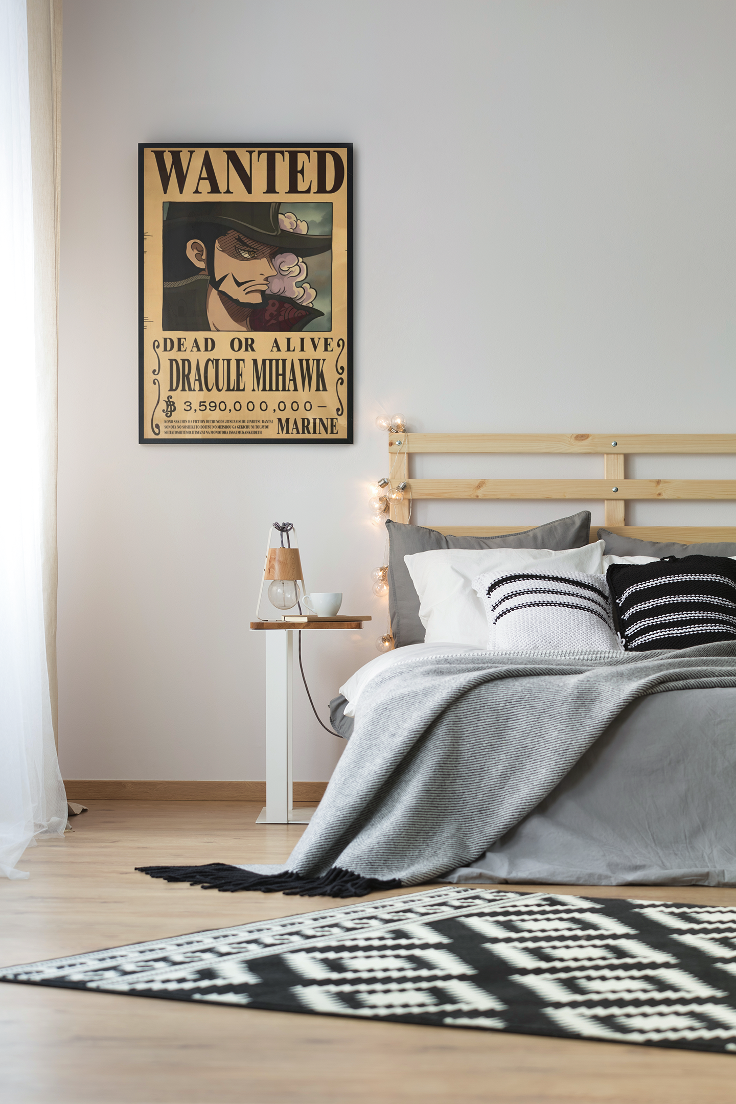 Dracule Mihawk Wanted Poster Acrylic Wall Art A3 Framed