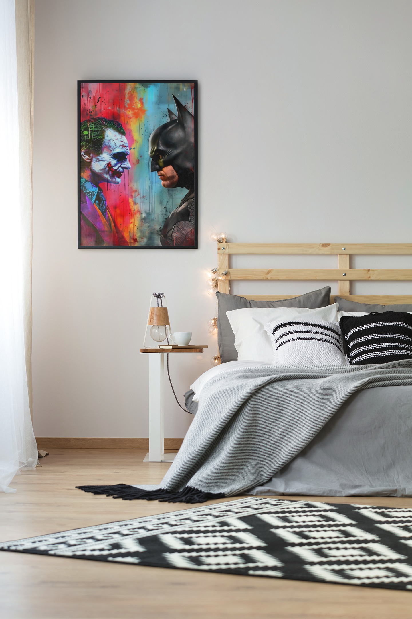 Batman vs Joker Face Off Acrylic Wall Art A3 Black Frame