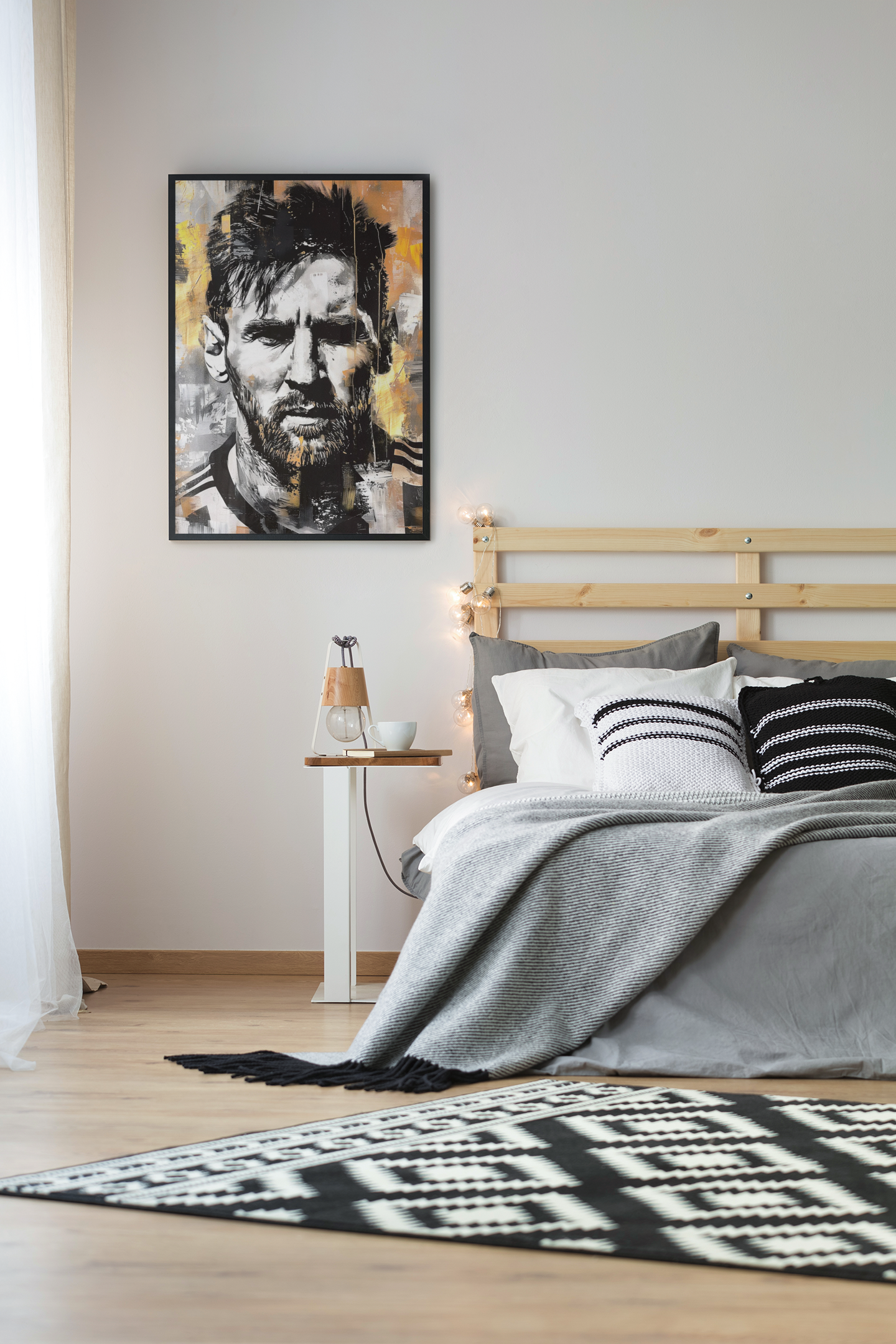 Football Legend Portrait Acrylic Wall Art A3 Black Frame Poster