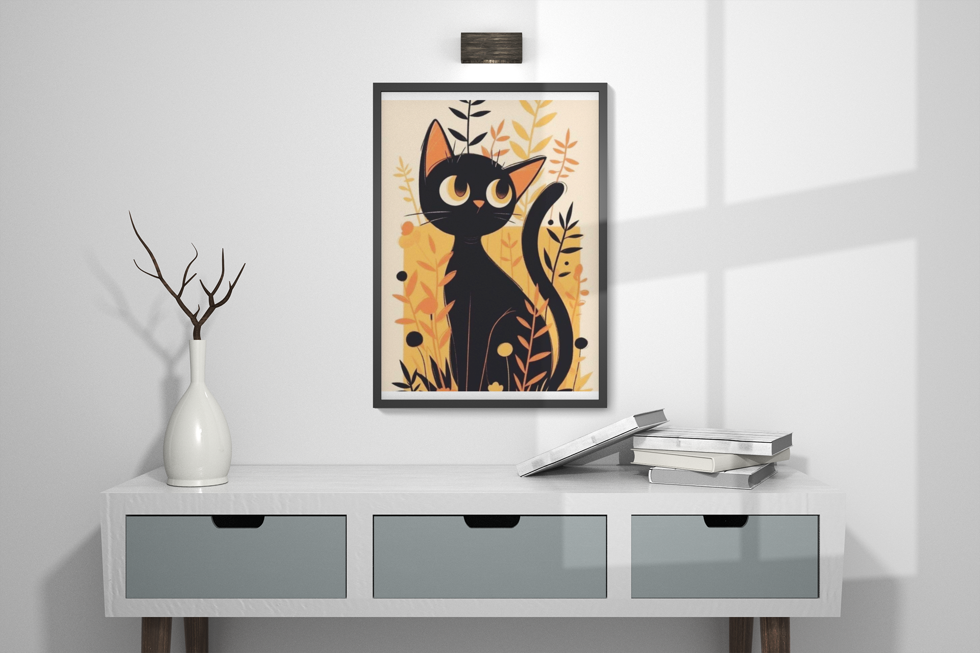 Golden Whiskers- Framed Cat  Poster