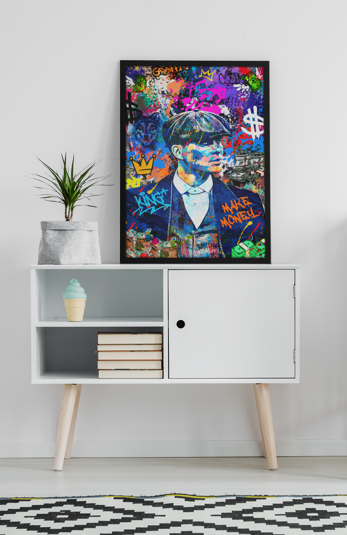 Peaky Blinders Graffiti Acrylic Wall Art A3 Black Frame