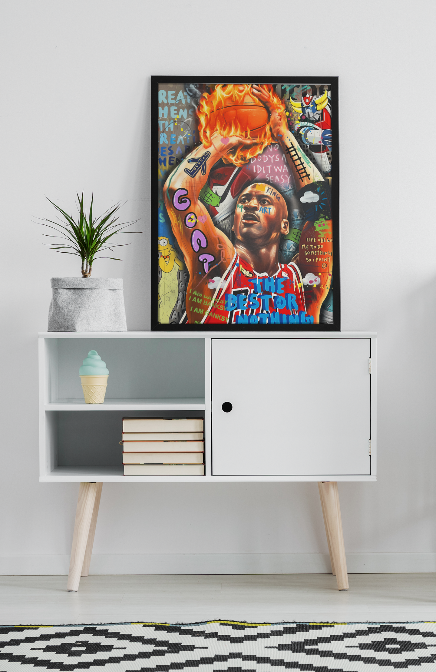 Michael Jordan Pop Art Acrylic Wall Art A3 Black Frame