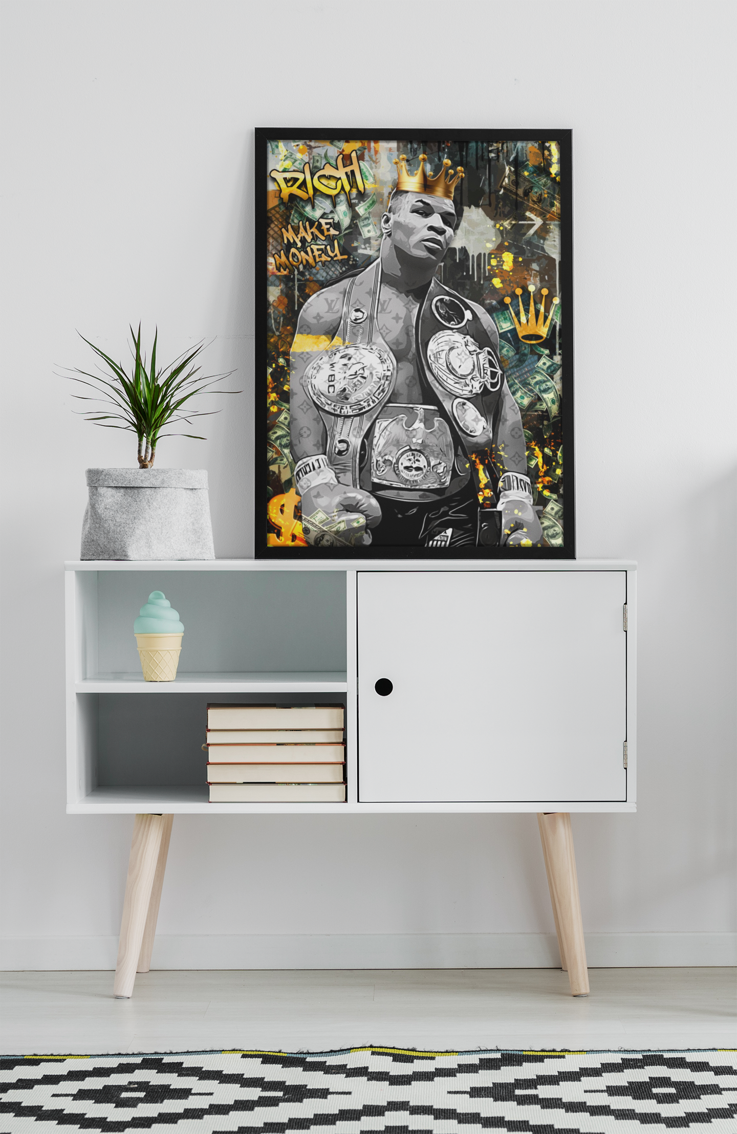 Mike Tyson Pop Art Acrylic Wall Art A3 Black Frame