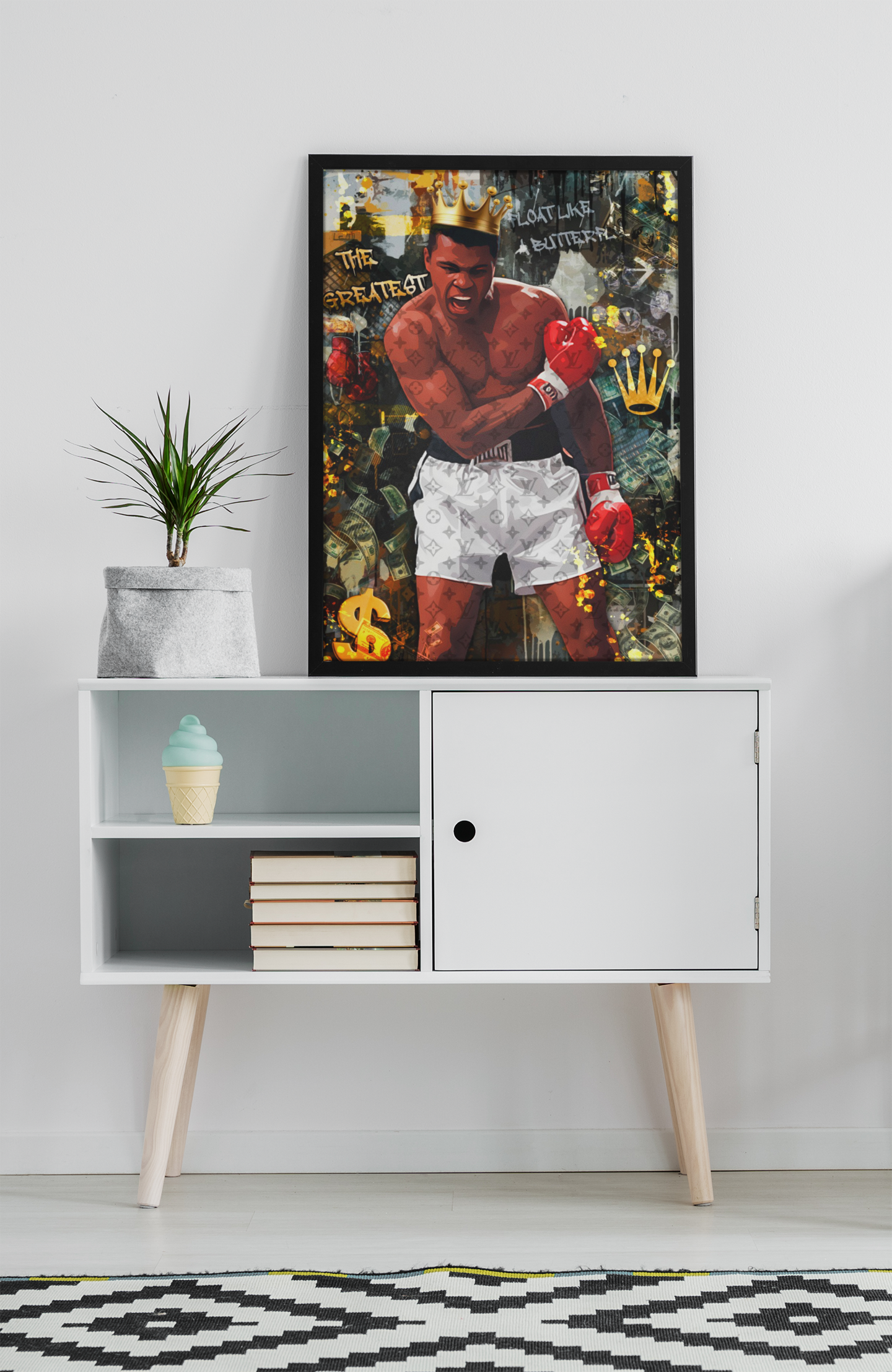 Muhammad Ali Pop Art Acrylic Wall Art A3 Black Frame