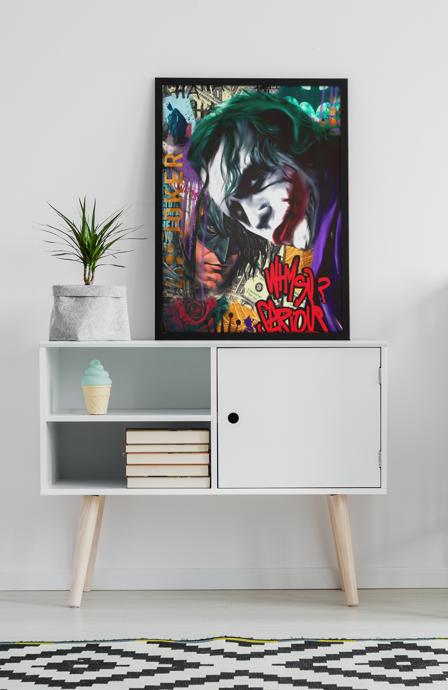 Joker Pop Art Acrylic Wall Art A3 Black Frame