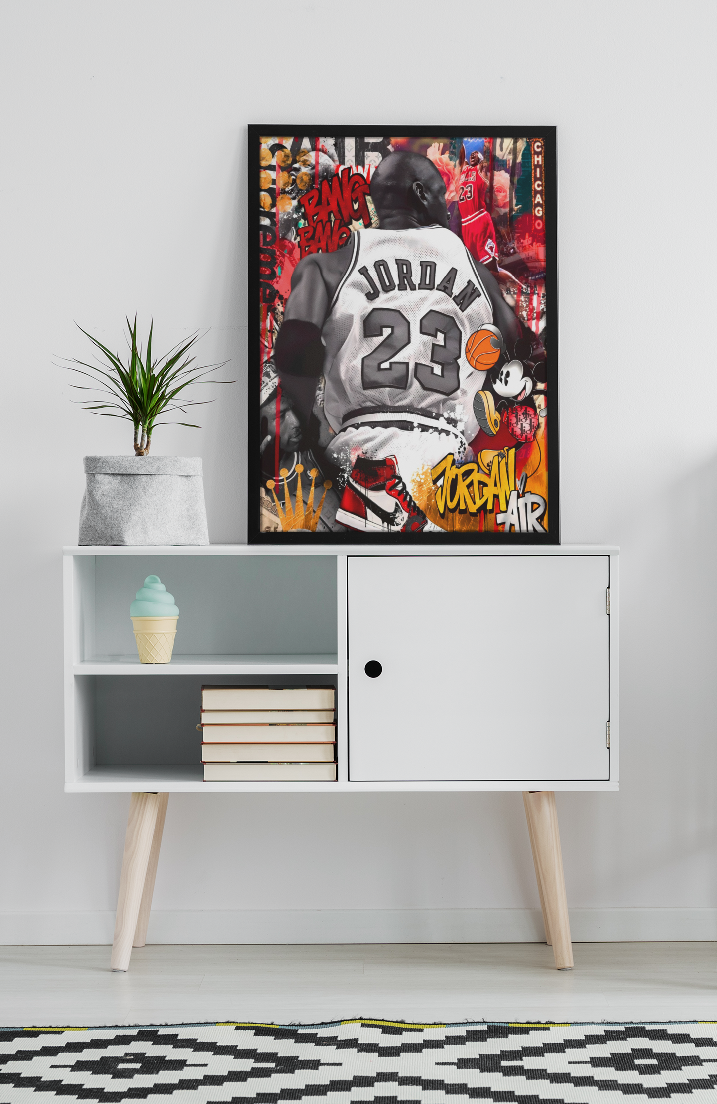 Jordan Basketball Inspired Acrylic Wall Art A3 Black Frame
