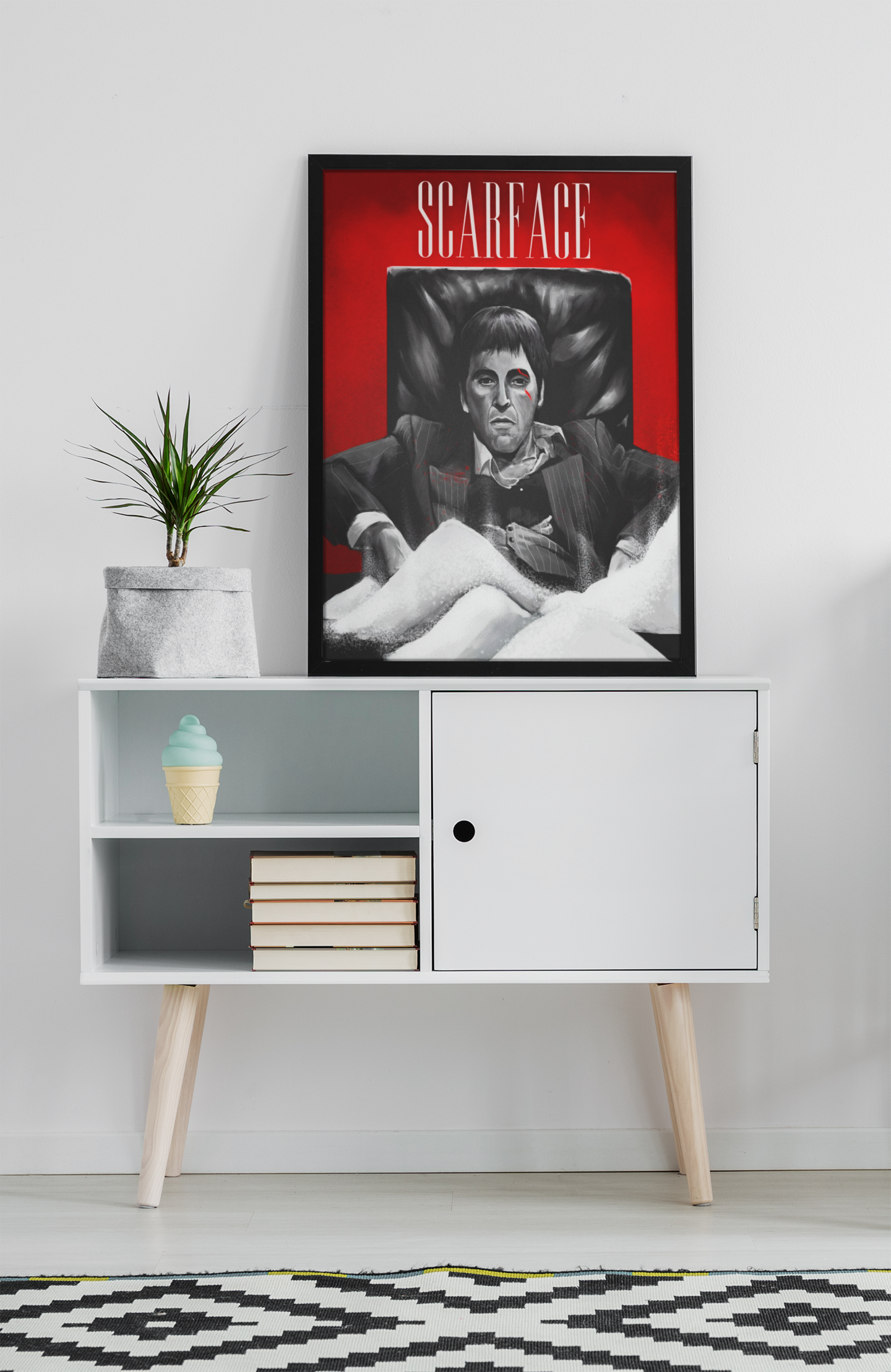 Scarface Inspired Acrylic Wall Art A3 Black Frame Poster