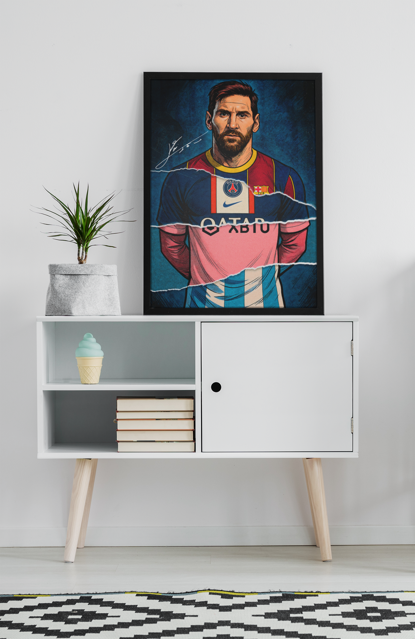 Lionel Messi Football Acrylic Wall Art A3 Framed Print