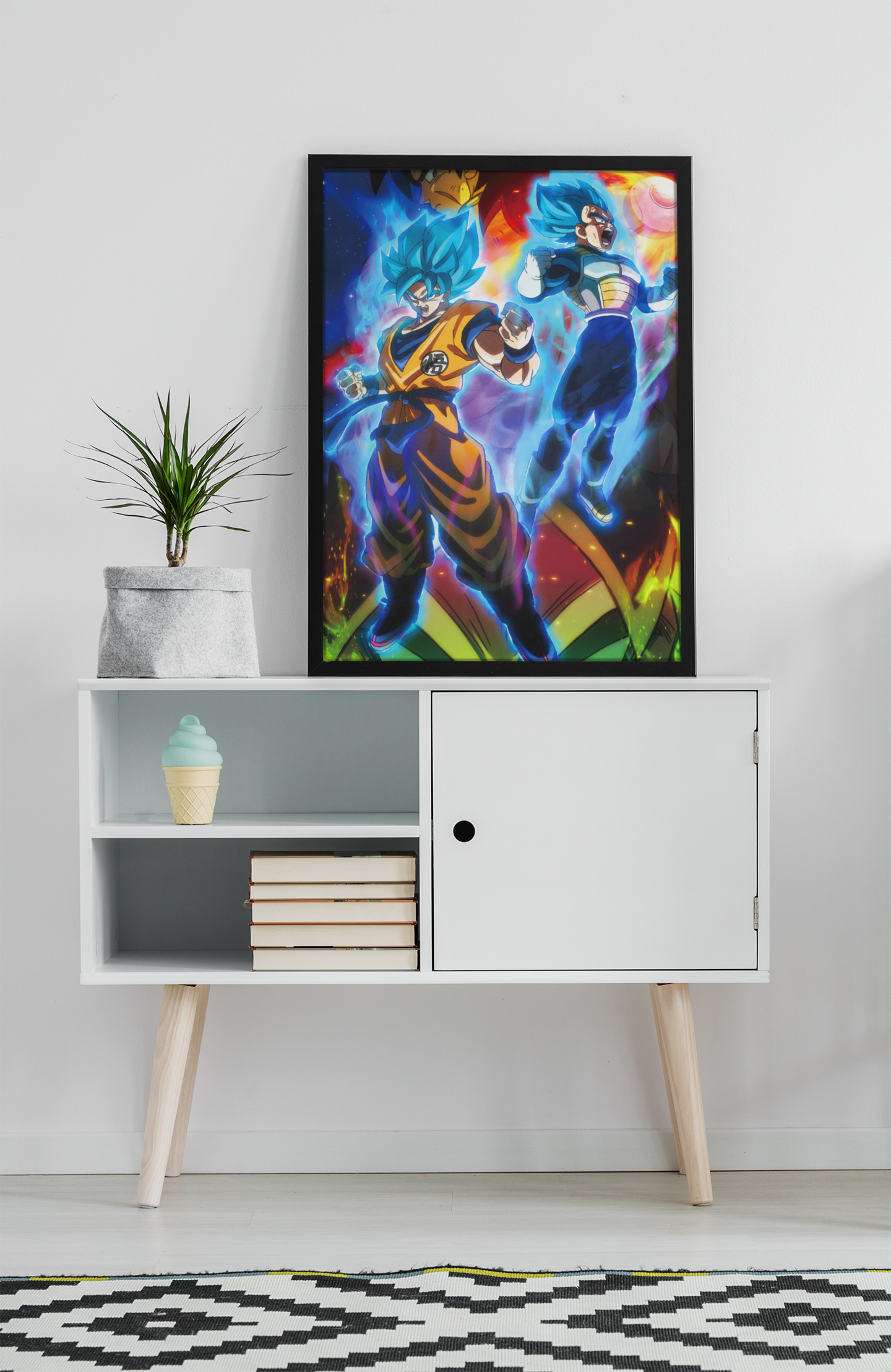 Dragon Ball Super Saiyan Anime Acrylic Wall Art A3 Black Frame