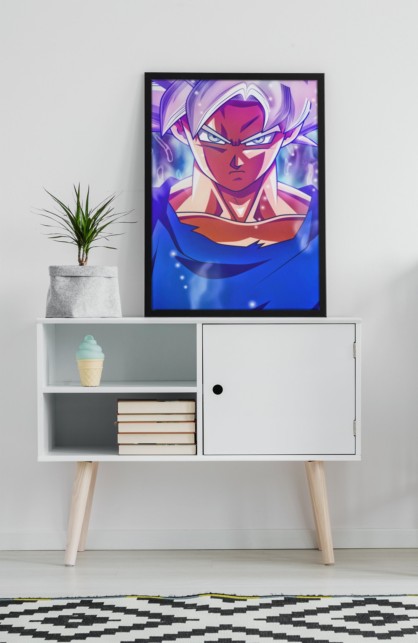 Ultra Instinct Anime Character Acrylic Wall Art A3 Black Frame