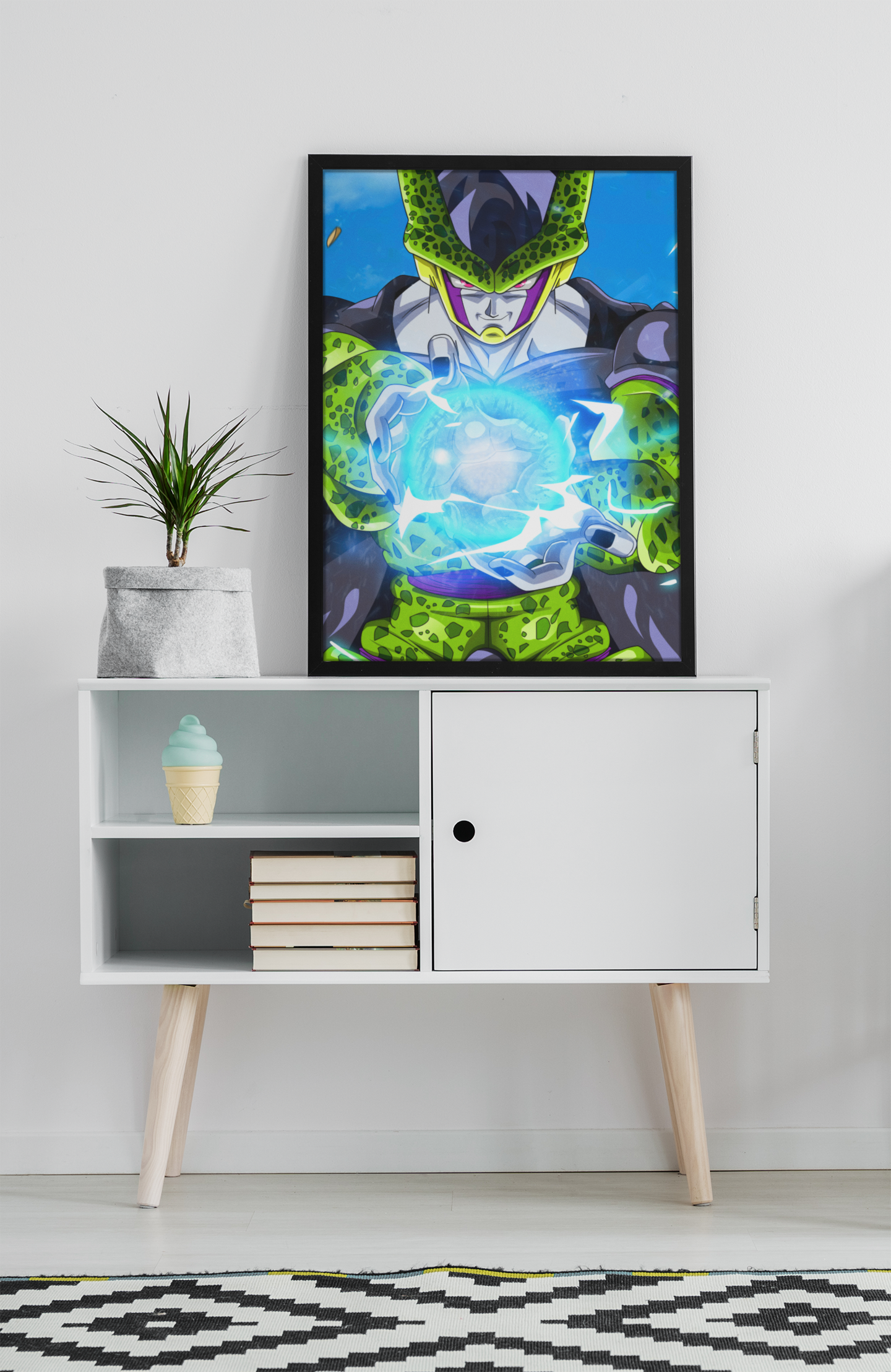 Perfect Cell Dragon Ball Anime Acrylic Wall Art A3 Black Frame