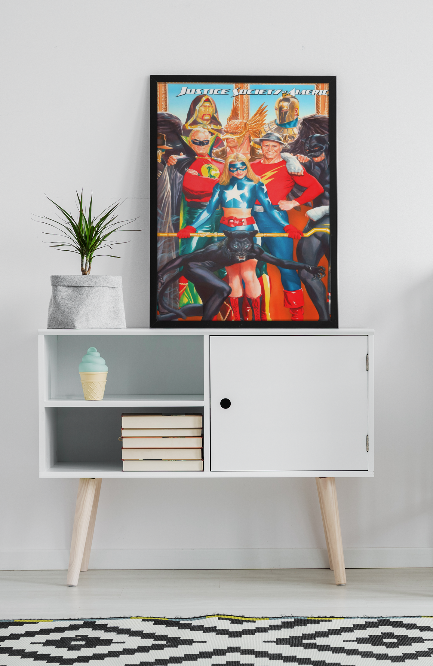 Justice Society Superhero Acrylic Wall Art A3 Black Frame