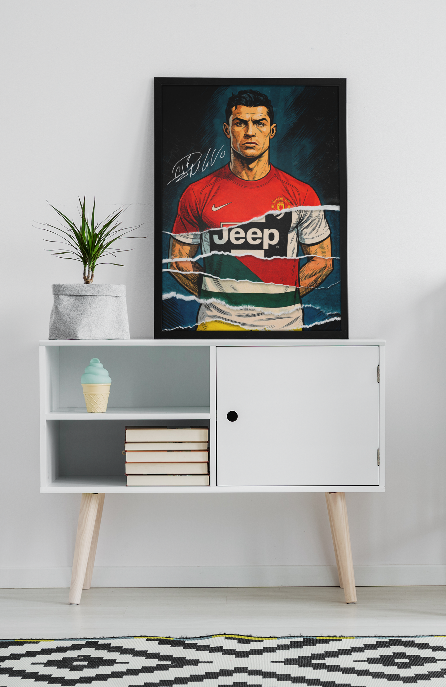 Cristiano Ronaldo Football Acrylic Wall Art A3 Framed