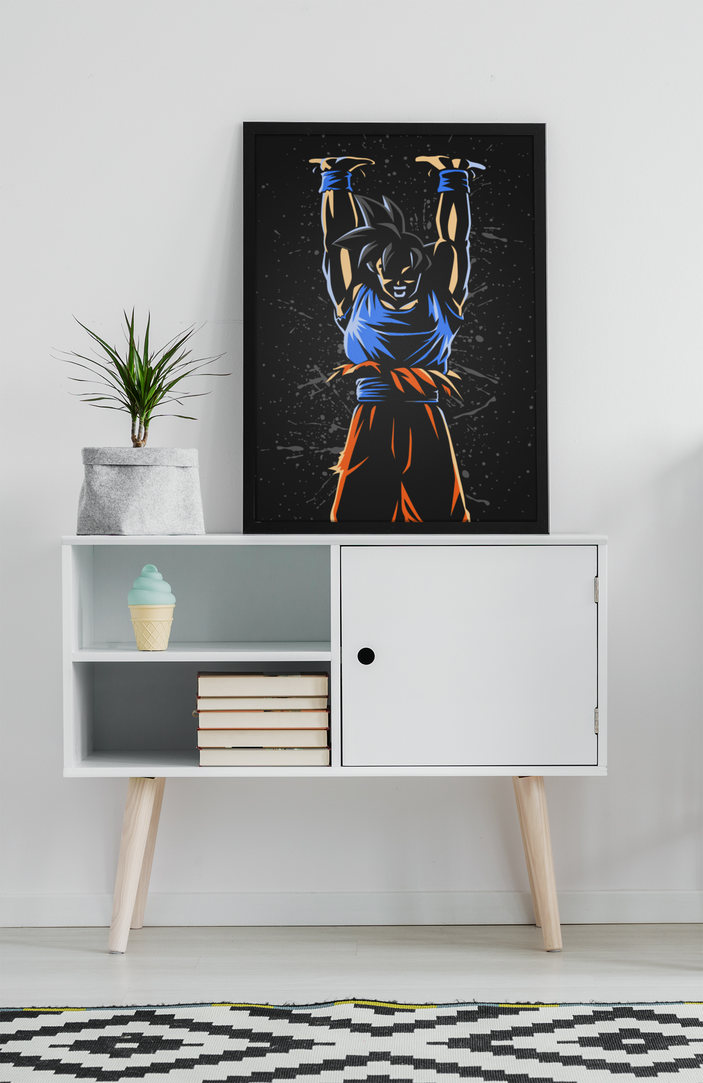 Goku Spirit Bomb Dragon Ball Anime Acrylic Wall Art A3 Black Frame