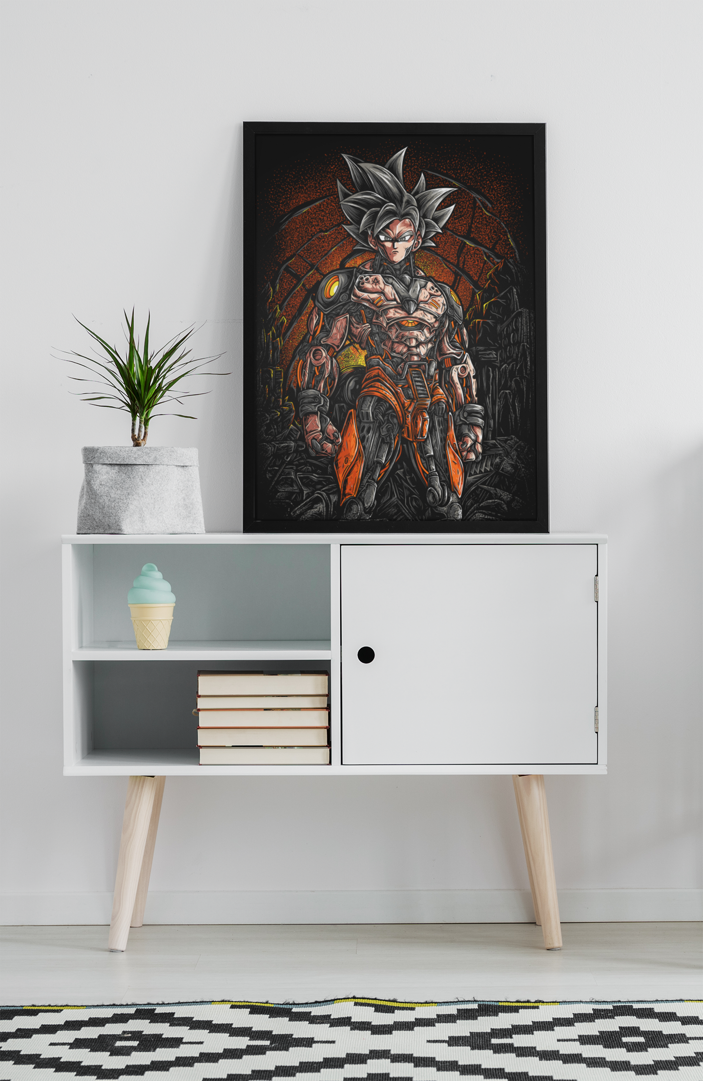 Cyberpunk Goku Dragon Ball Anime Acrylic Wall Art A3 Black Frame