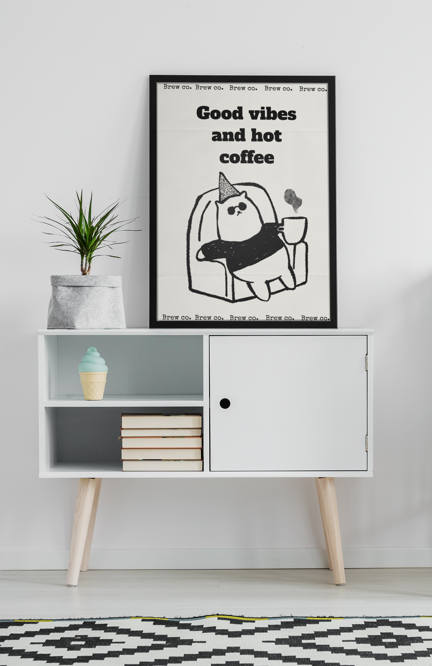 Coffee Quote Poster Cafe Wall Art A3 Black Frame