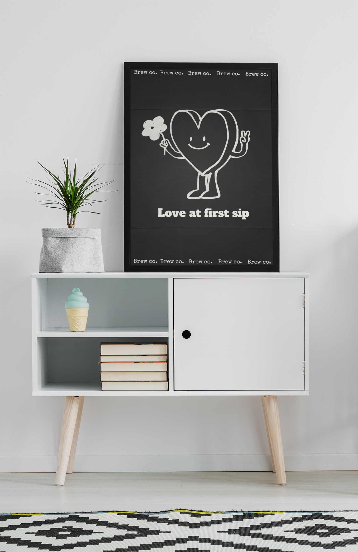 Love at First Sip Coffee Poster Cafe Wall Art A3