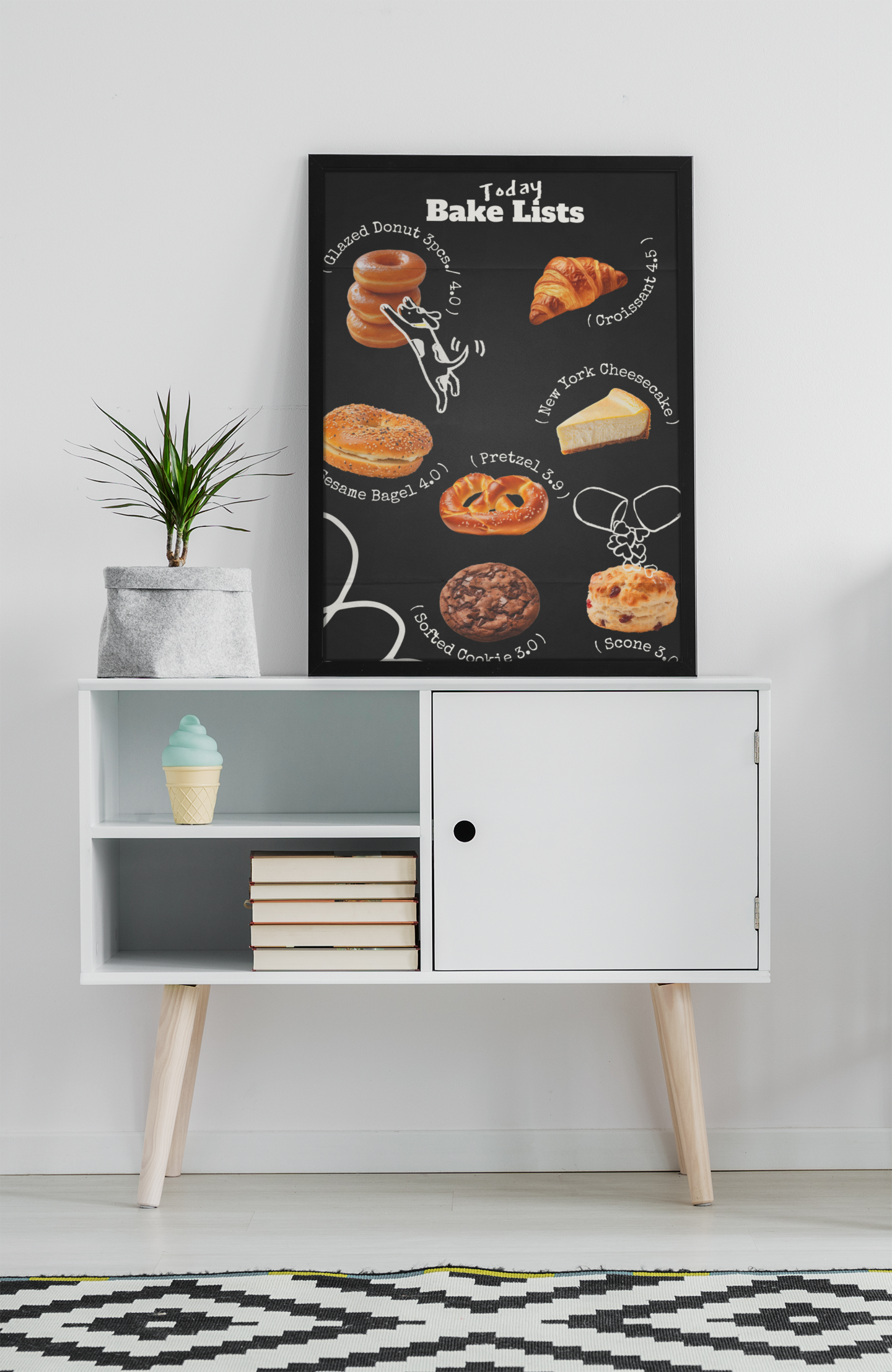 Bakery Menu Poster Cafe Wall Art Bread Pastry Print