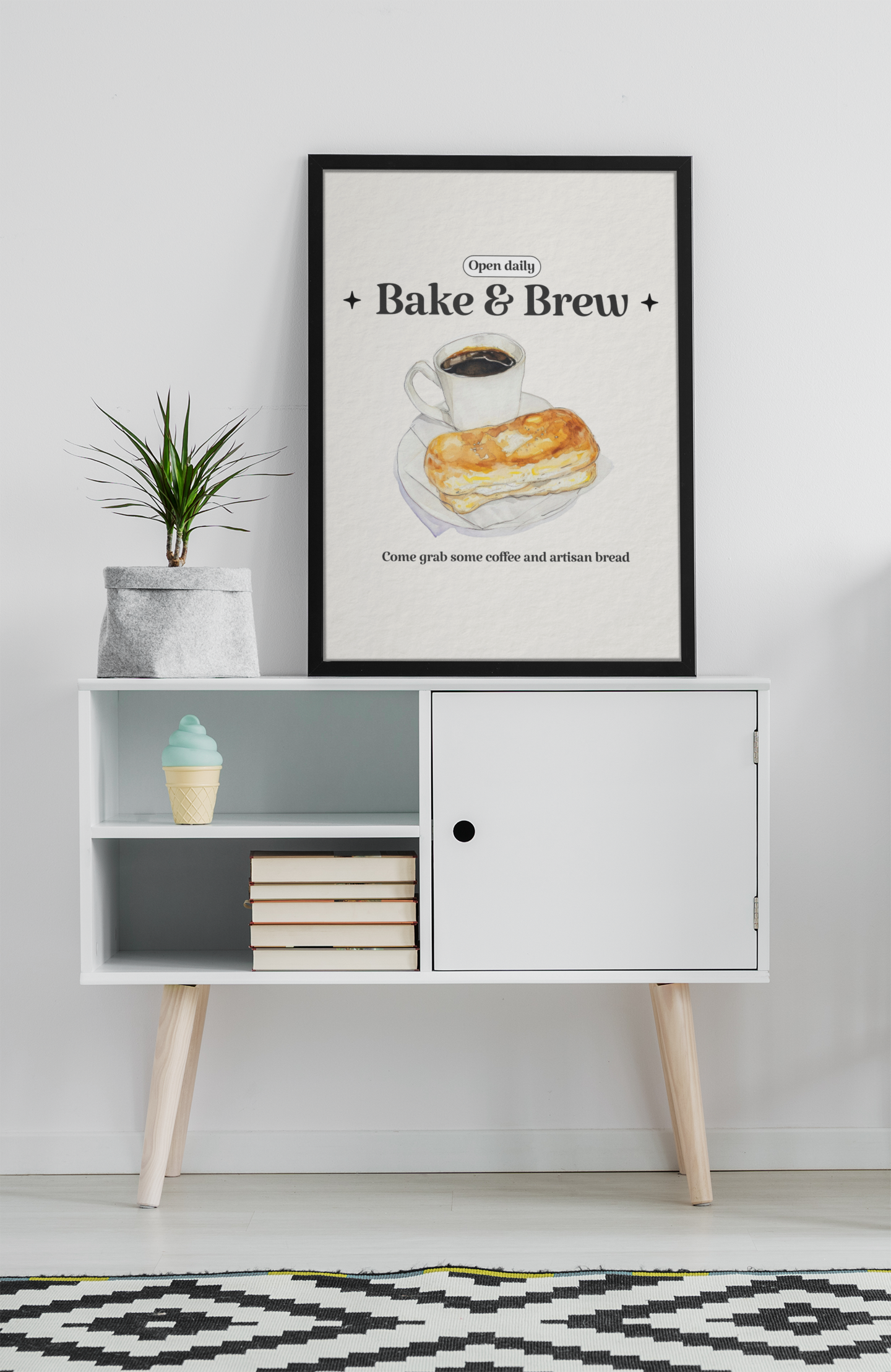 Bake and Brew Cafe Poster Coffee Bakery Wall Art