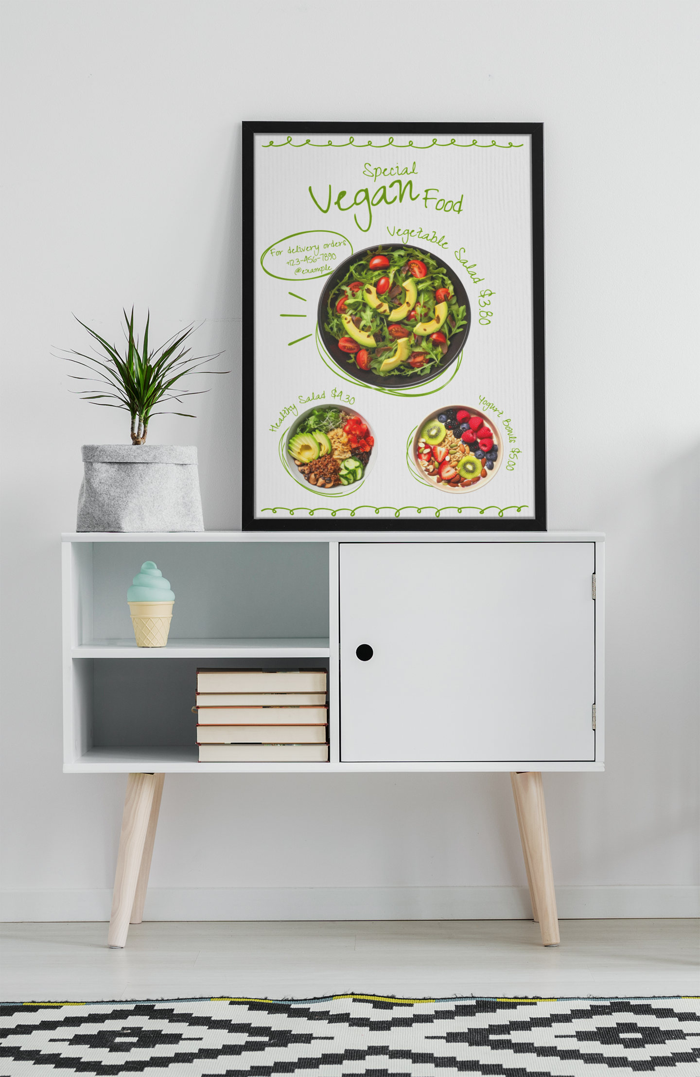 Vegan Food Poster Healthy Salad Restaurant Wall Art