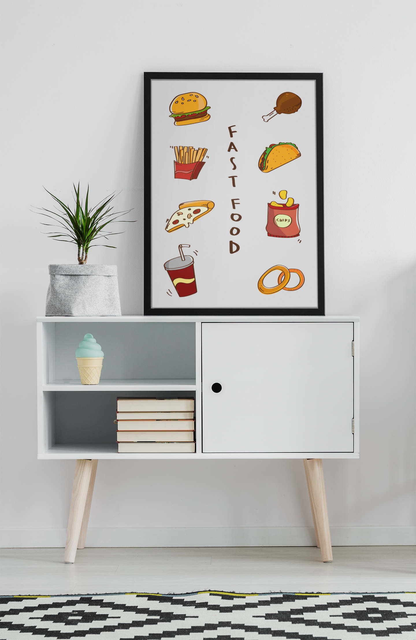 Fast Food Poster Burger Fries Cafe Restaurant Wall Art