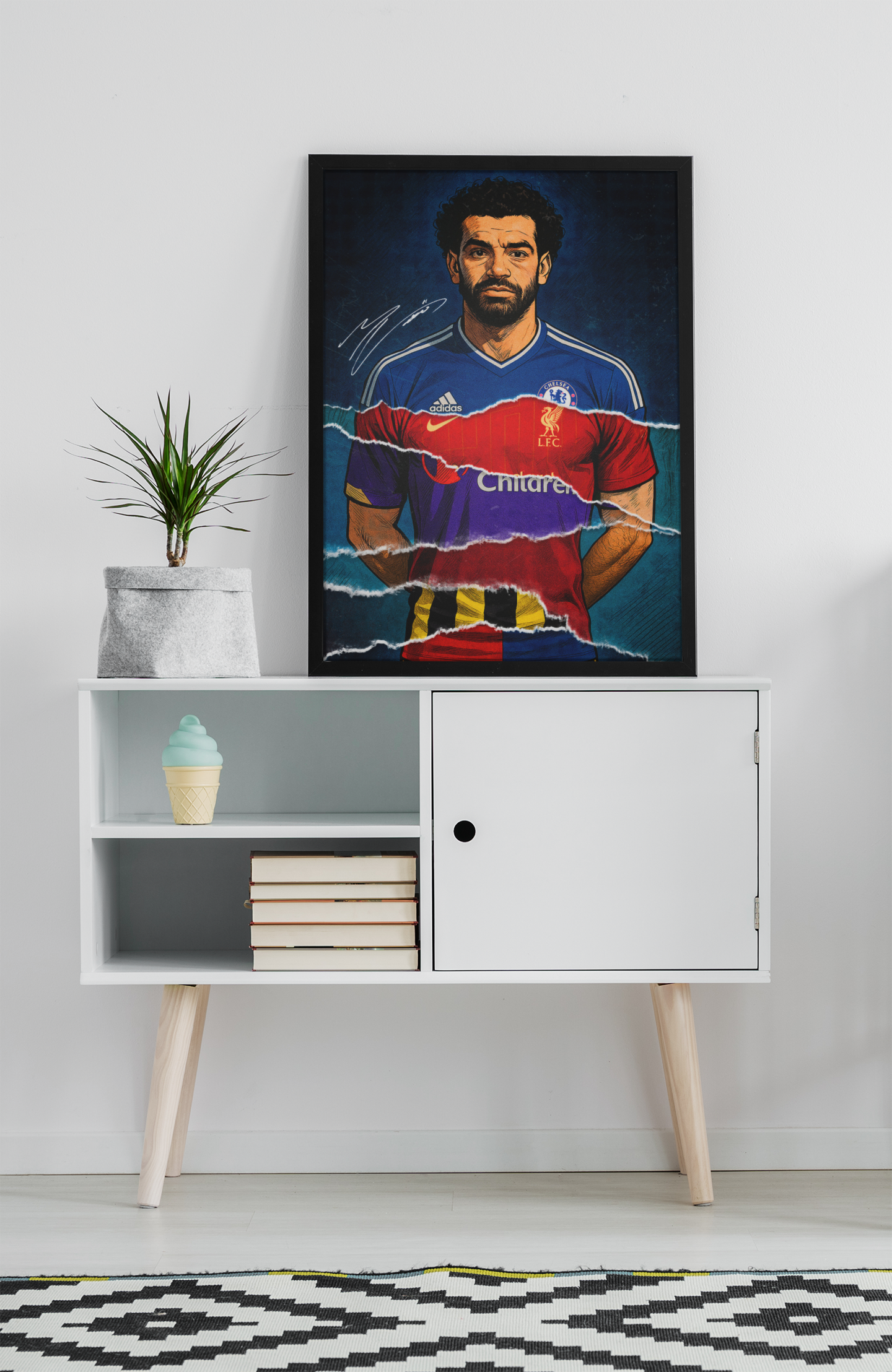 Mohamed Salah Football Acrylic Wall Art A3 Black Frame