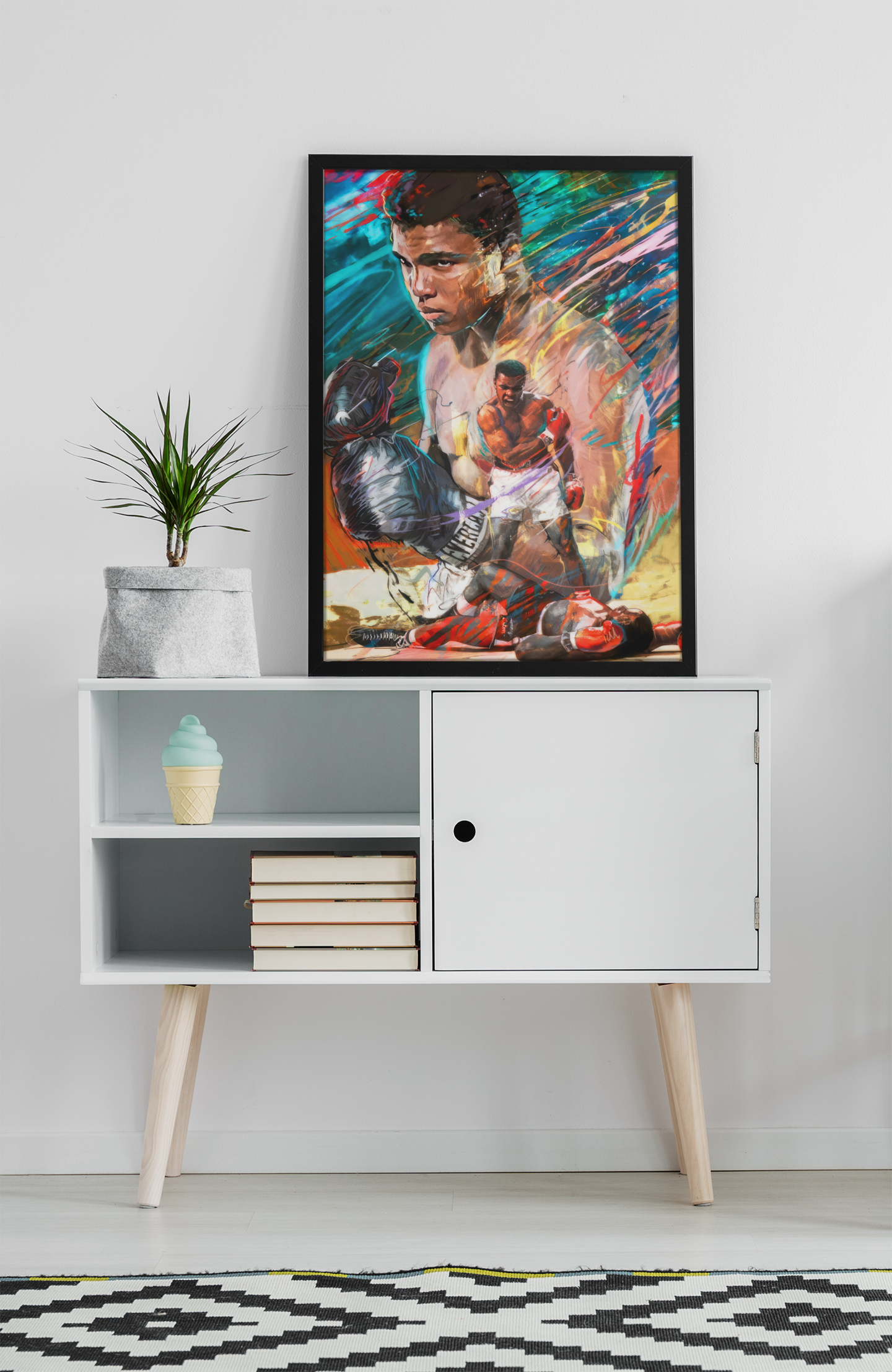 Muhammad Ali Boxing Acrylic Wall Art A3 Black Frame