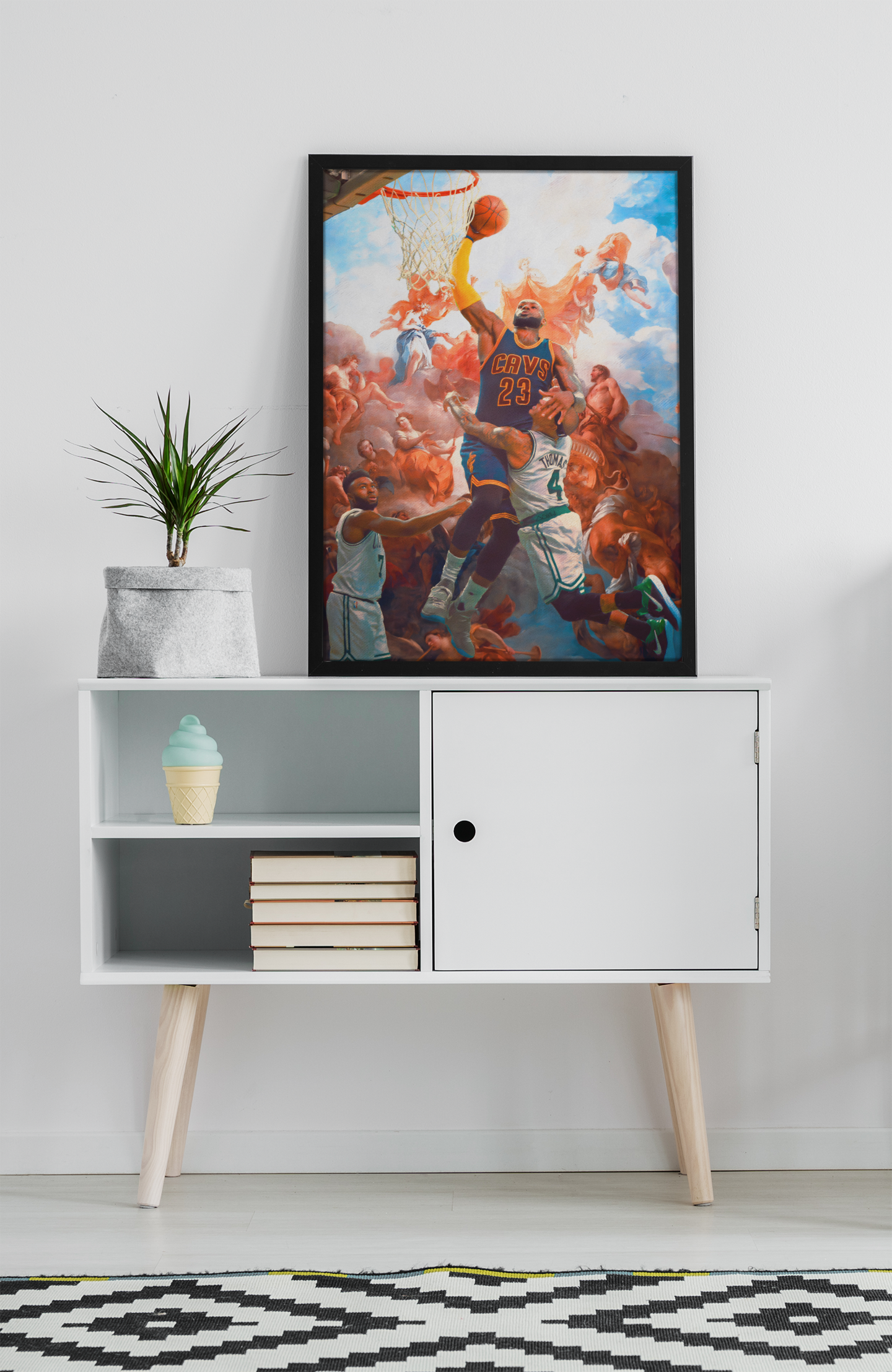 LeBron James Basketball Acrylic Wall Art A3 Black Frame