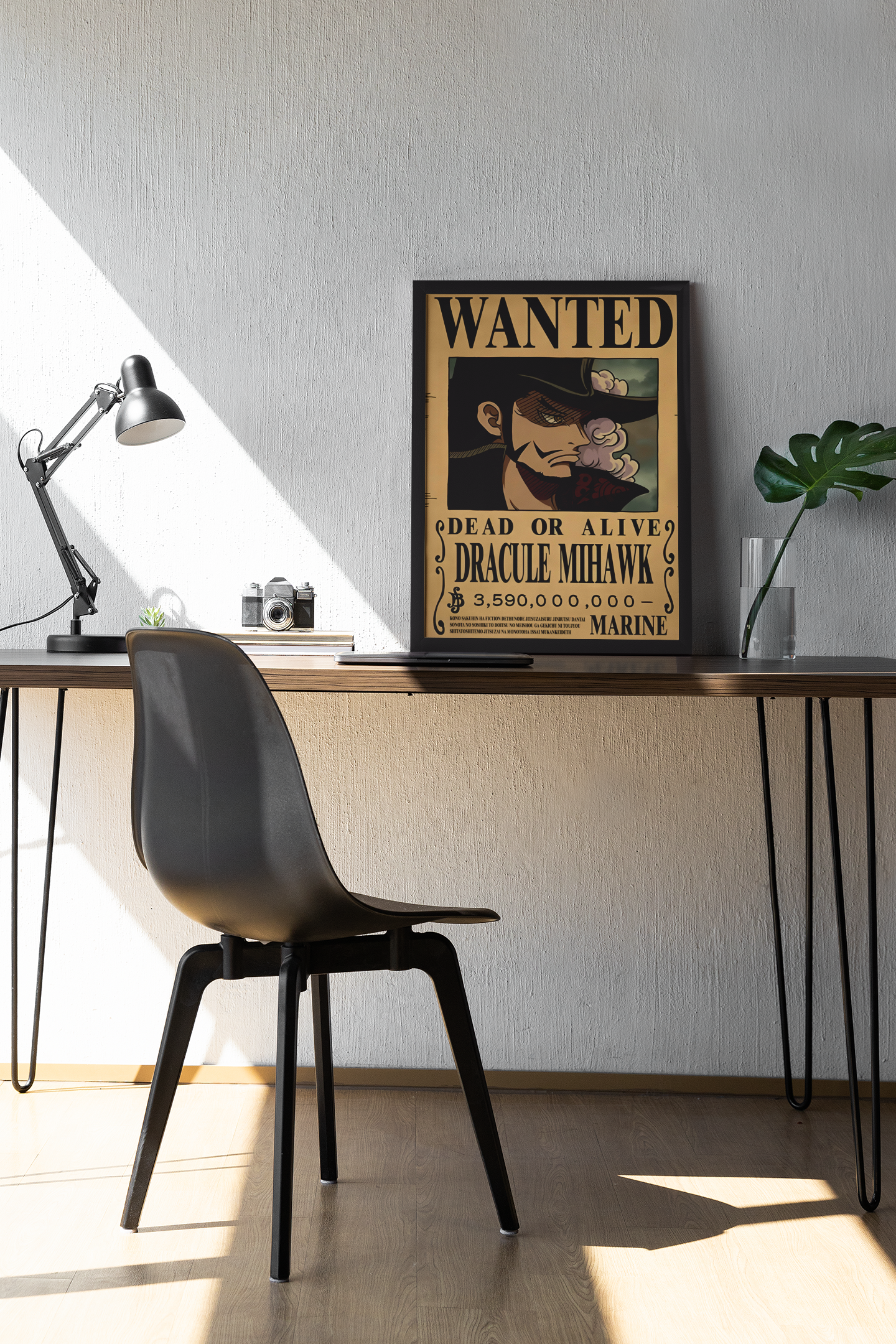 Dracule Mihawk Wanted Poster Acrylic Wall Art A3 Framed