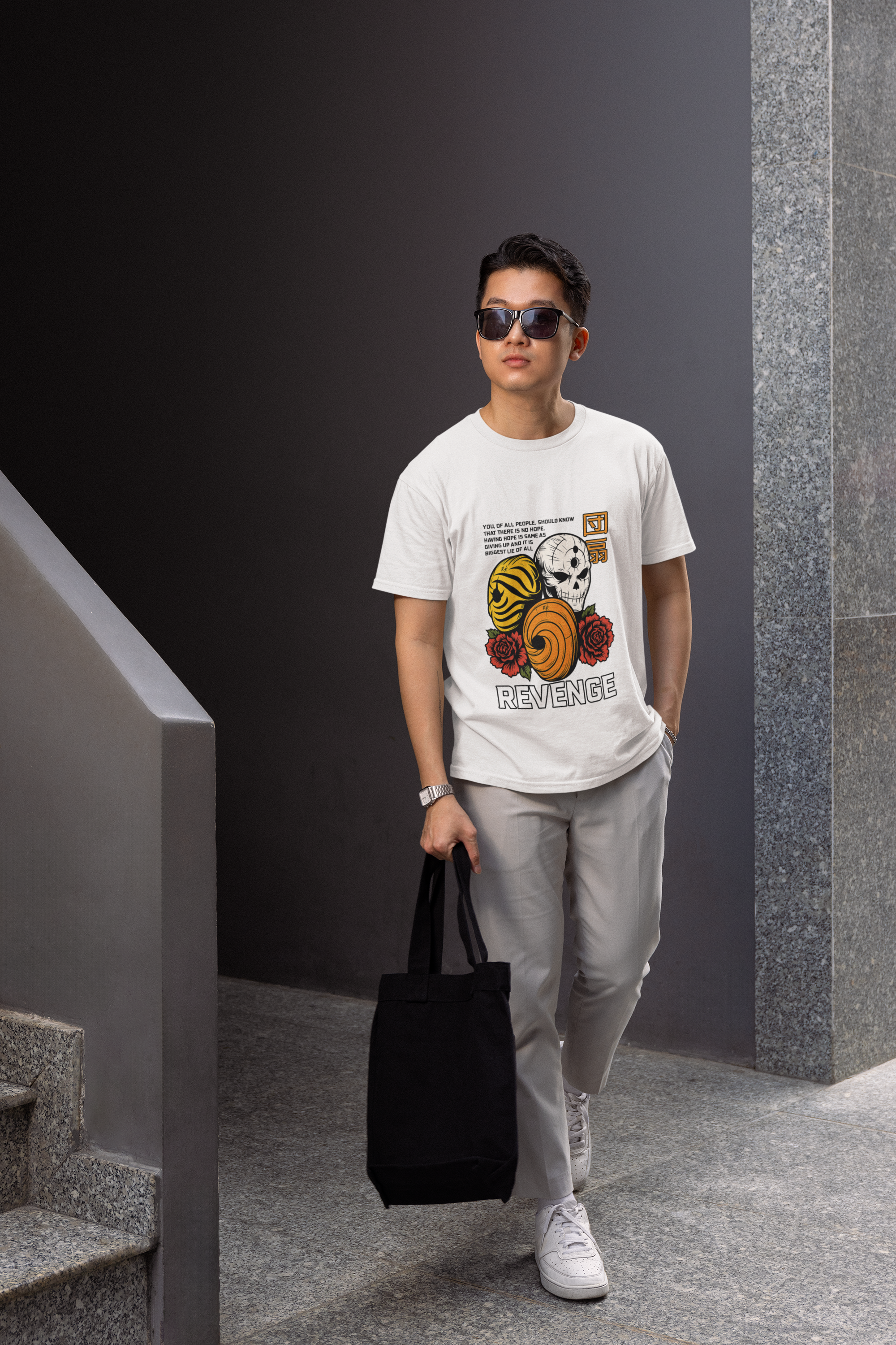 Revenge Anime T-Shirt – Obito Uchiha Inspired Mask Tee for Otaku Fans